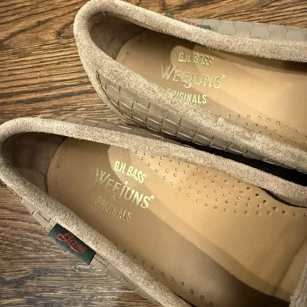 GH Bass Loafers Mens 8.5D Taupe Larson Woven Crepe Weejuns Penny‎ Shoes